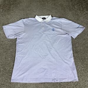 The Open Polo Shirt Mens L Blue White Stripe Royal Birkdale 146th Logo Golf